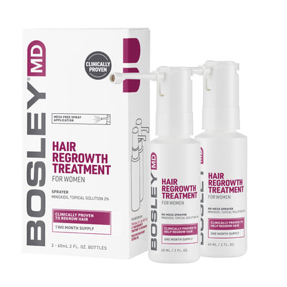 BosleyMD Minoxidil Woman Spray – 2% Hair Regrowth Treatment for Women | No-Mess Sprayer, 2-Month Supply