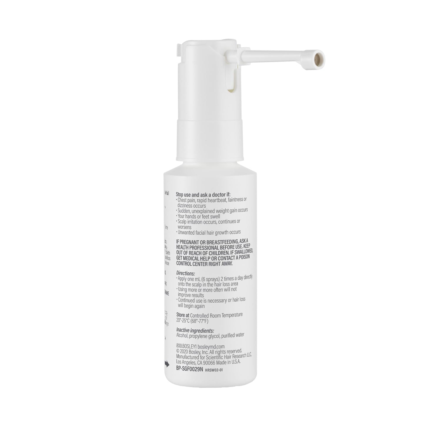 BosleyMD Minoxidil Woman Spray – 2% Hair Regrowth Treatment for Women | No-Mess Sprayer, 2-Month Supply