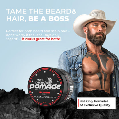 Bossman Hammer Hair & Beard Pomade – Medium Hold, Moisturizing, USA Made