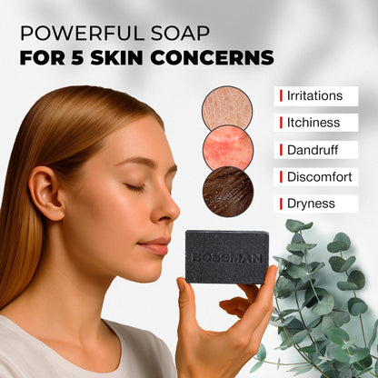 Bossman 3-Pack 4-in-1 Charcoal Soap Bar (4 oz) – Lavender & Patchouli Scent