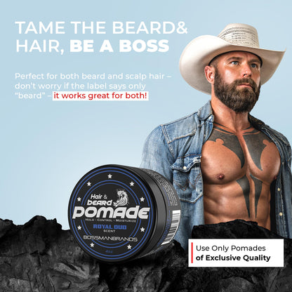 Bossman Hair & Beard Pomade – Royal Oud, Medium Hold, Moisturizing – Made in USA