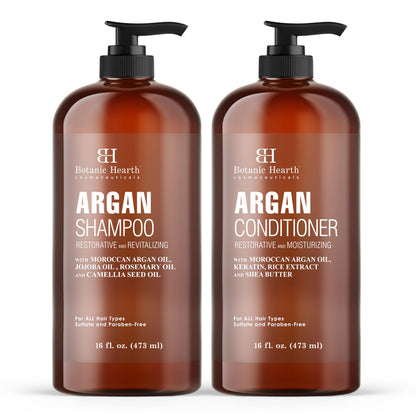 Botanic Hearth Argan Oil Shampoo & Conditioner Set – 16 oz Each, Sulfate Free