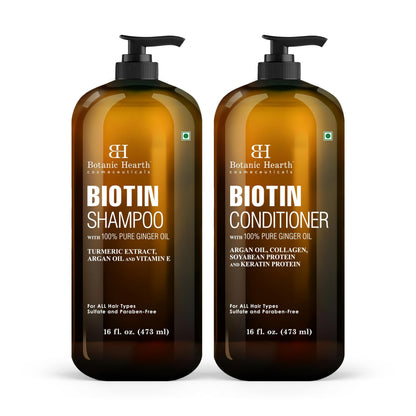 Botanic Hearth Biotin Shampoo & Conditioner Set – Ginger Oil, Keratin, Sulfate Free, 16 fl oz Each
