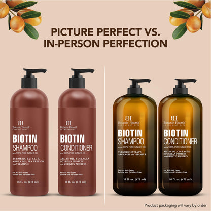 Botanic Hearth Biotin Shampoo & Conditioner Set – Ginger Oil, Keratin, Sulfate Free, 16 fl oz Each