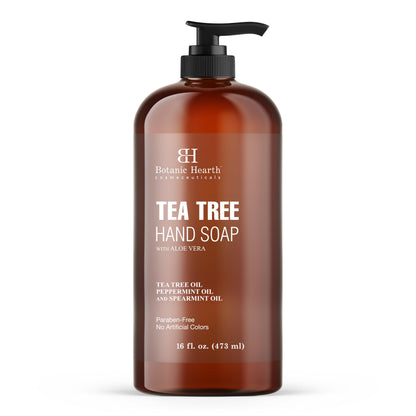 Botanic Hearth Tea Tree Liquid Hand Soap | Sulfate-Free Formula | Aloe Vera & Tea Tree Oil | 16 Fl Oz