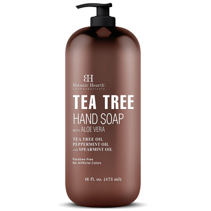 Botanic Hearth Tea Tree Liquid Hand Soap | Sulfate-Free Formula | Aloe Vera & Tea Tree Oil | 16 Fl Oz