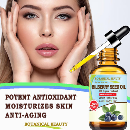 Botanical Beauty Bilberry Seed Oil – 100% Pure Virgin Cold-Pressed Carrier Oil for Face, Skin, Hair
