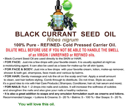 Botanical Beauty Black Currant Seed Oil – 100% Pure, Undiluted, Cold-Pressed Carrier Oil, 0.5 fl oz (15 ml)