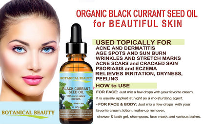 Botanical Beauty Black Currant Seed Oil - 100% Pure, Cold-Pressed Carrier Oil (1 Fl Oz)