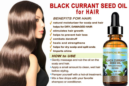 Botanical Beauty Black Currant Seed Oil – 100% Pure, Cold-Pressed Carrier Oil for Skin, Hair, Lip & Nail Care (2 fl oz)