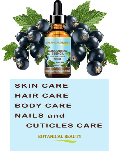 Botanical Beauty Black Currant Seed Oil – 100% Pure, Cold-Pressed Carrier Oil for Skin, Hair, Lip & Nail Care (2 fl oz)