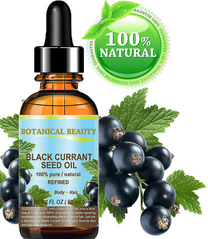 Botanical Beauty Black Currant Seed Oil – 100% Pure, Cold-Pressed Carrier Oil for Skin, Hair, Lip & Nail Care (2 fl oz)