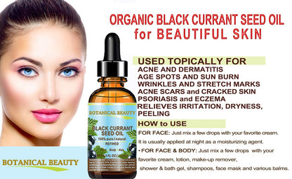 Botanical Beauty Black Currant Seed Oil – 100% Pure, Undiluted, Cold-Pressed Carrier Oil, 0.5 fl oz (15 ml)