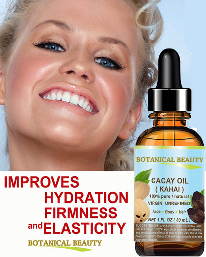 Botanical Beauty CACAY OIL 100% Pure – Anti-Aging Face & Hair Oil, Quick Absorption, 0.5 oz