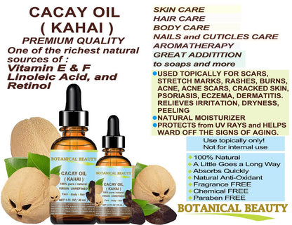 Botanical Beauty CACAY OIL 100% Pure – Anti-Aging Face & Hair Oil, Quick Absorption, 0.5 oz
