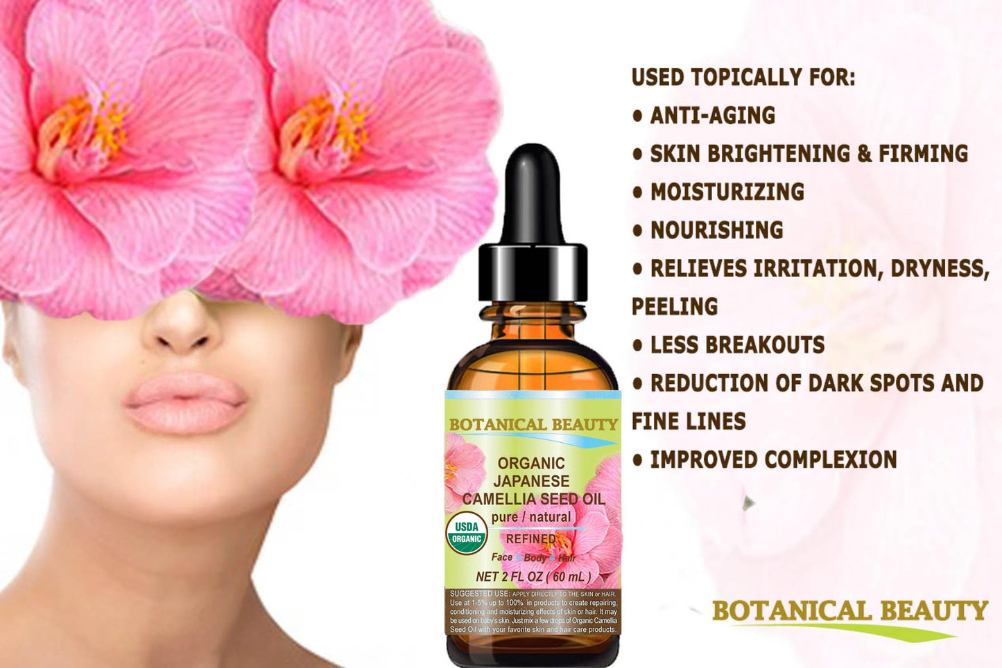 Botanical Beauty Japanese Organic Camellia Seed Oil – 100% Pure, 15 ml