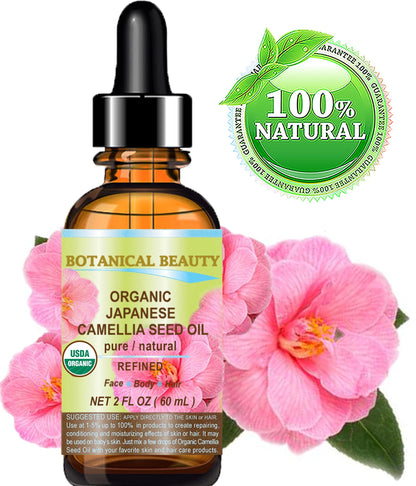 Botanical Beauty Japanese Organic Camellia Seed Oil – 100% Pure, Cold-Pressed, 2 oz