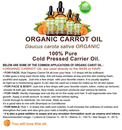 Botanical Beauty Organic Carrot Seed Oil – 100% Pure Virgin Cold-Pressed Carrier Oil (2 Fl Oz)