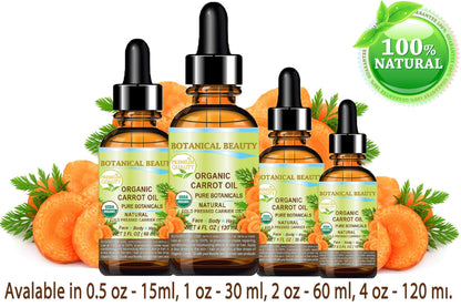 Botanical Beauty Organic Carrot Seed Oil – 100% Pure Virgin Cold-Pressed Carrier Oil (2 Fl Oz)