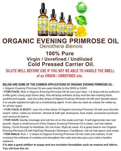 Botanical Beauty Evening Primrose Oil 100% Pure Organic Cold-Pressed Carrier Oil