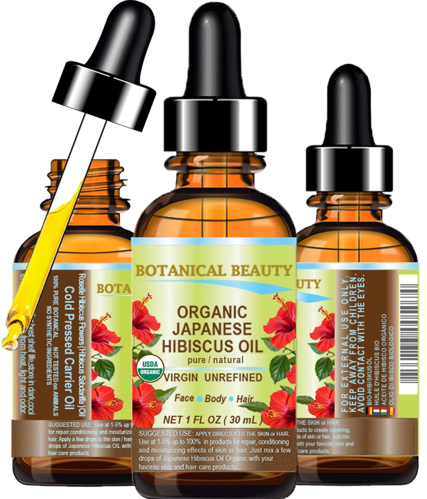 Botanical Beauty Organic Hibiscus Oil – 100% Pure Cold-Pressed Hibiscus Sabdariffa for Skin, Hair & Nails