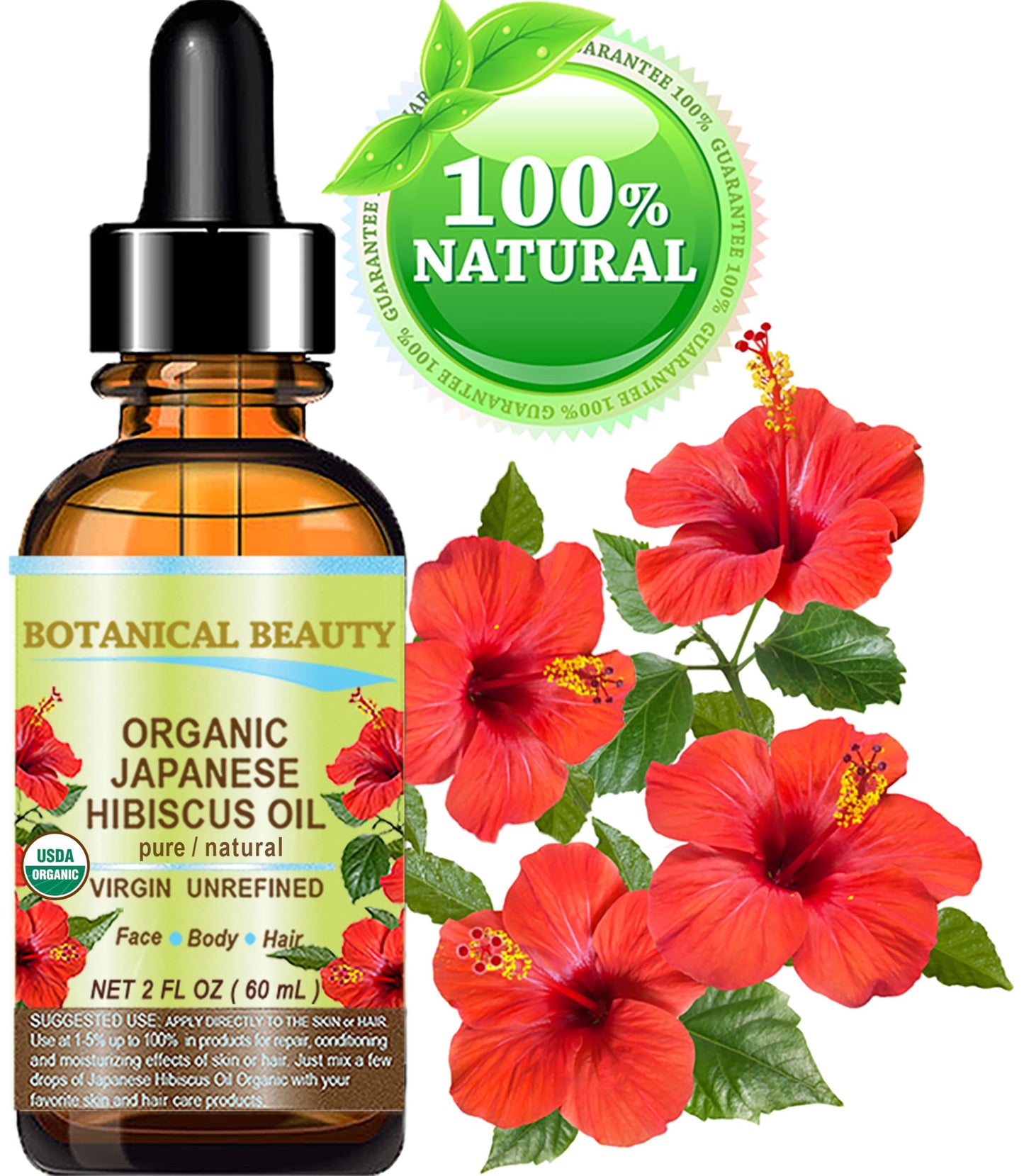 Botanical Beauty Organic Hibiscus Oil — Cold-Pressed Hibiscus Sabdariffa, 2 oz