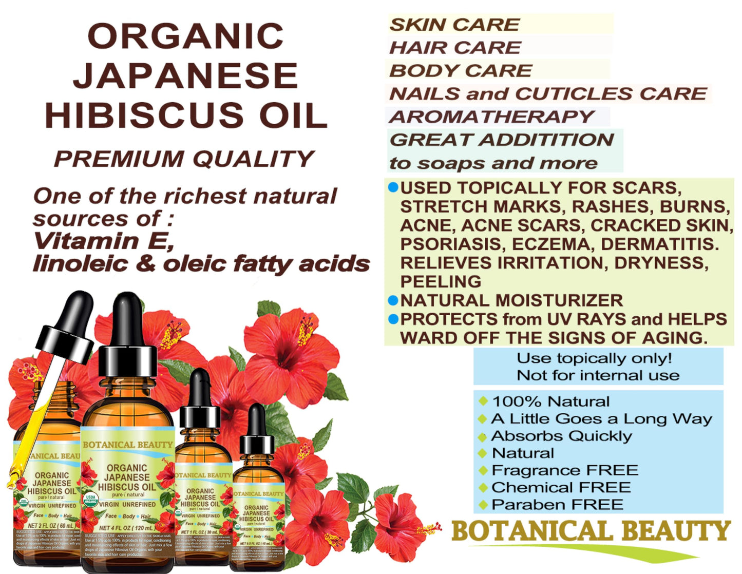 Botanical Beauty Organic Hibiscus Oil — Cold-Pressed Hibiscus Sabdariffa, 2 oz