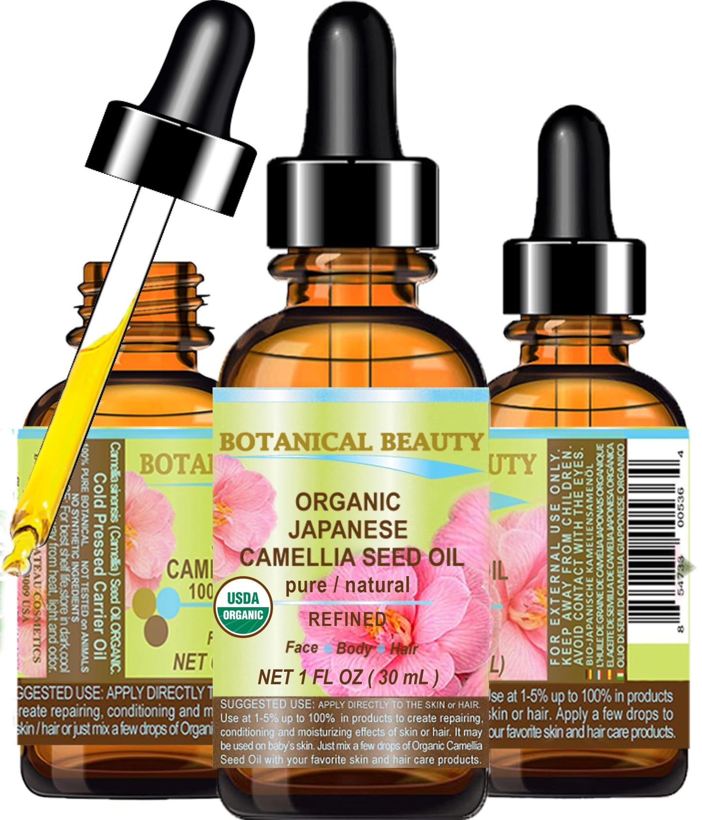 Botanical Beauty Japanese Camellia Seed Oil – Pure, Hypoallergenic Carrier Oil (1 oz)
