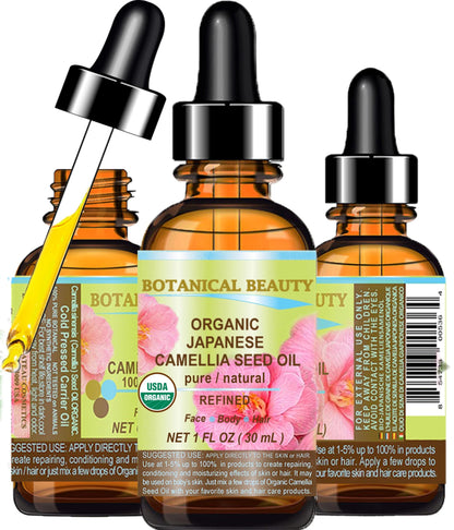 Botanical Beauty Japanese Camellia Seed Oil – Pure, Hypoallergenic Carrier Oil (1 oz)