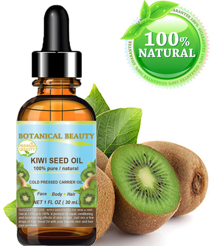 Botanical Beauty Kiwi Seed Oil – 100% Pure Virgin Cold-Pressed Carrier Oil for Face, Skin, Hair | 1 Fl Oz