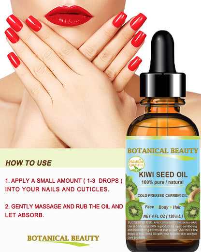Botanical Beauty Kiwi Seed Oil – 100% Pure Cold-Pressed Carrier Oil for Face, Skin, Hair (2 Fl Oz)