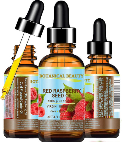 Botanical Beauty Red Raspberry Seed Oil – 4 Oz Virgin Cold-Pressed Carrier Oil