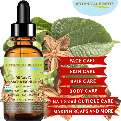 Botanical Beauty Sacha Inchi Oil – 100% Pure Organic Carrier Oil, Cold-Pressed (0.5 fl oz) for Face, Skin & Hair