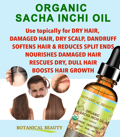 Botanical Beauty Organic Sacha Inchi Oil – 100% Pure Virgin Cold-Pressed Carrier Oil (1 oz)