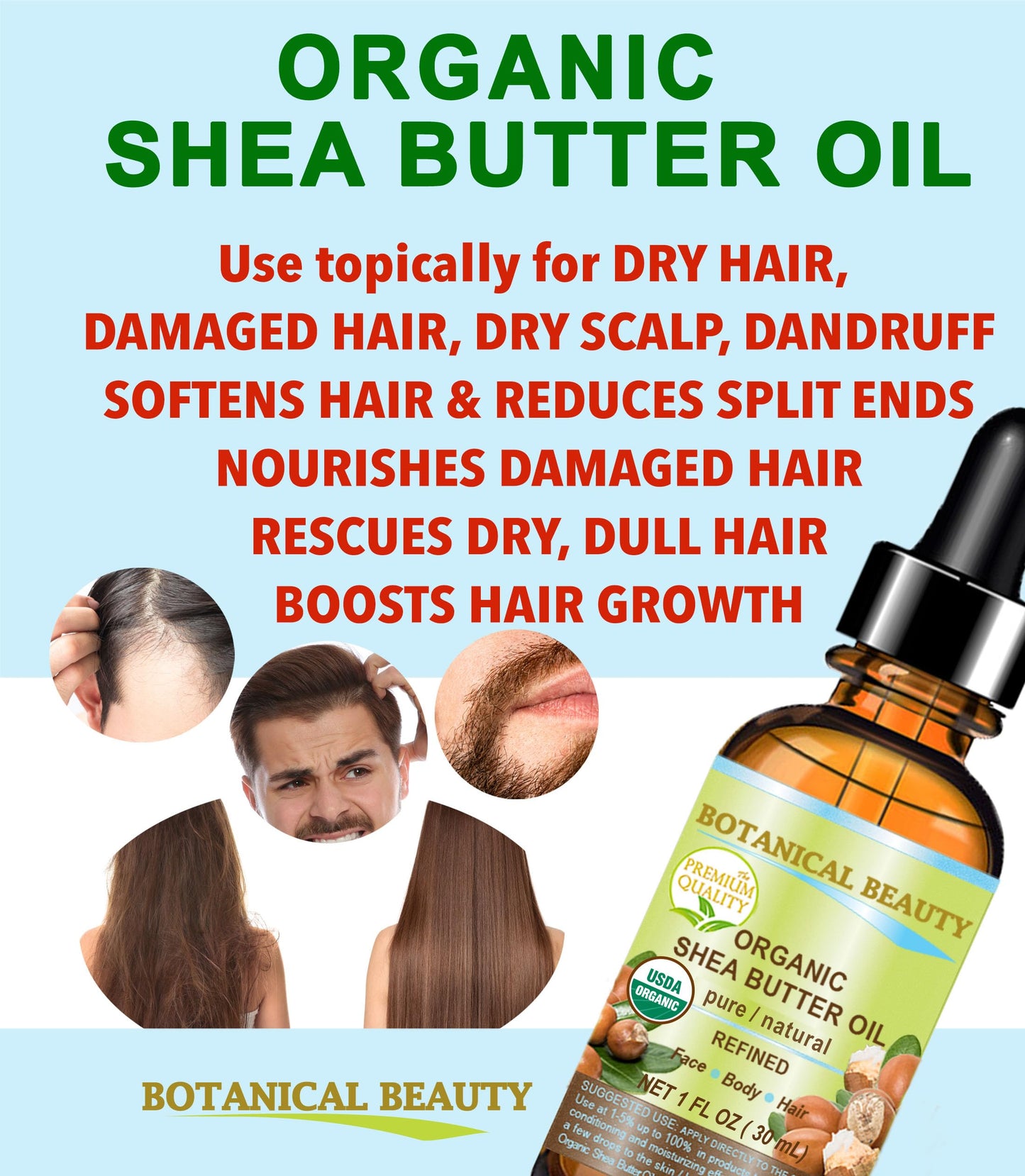 Botanical Beauty Organic Shea Butter Oil – 100% Pure, Cold-Pressed Carrier Oil (2 oz)