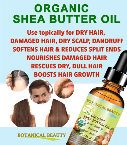 Botanical Beauty Organic Shea Butter Oil – 100% Pure, Cold-Pressed Carrier Oil (2 oz)