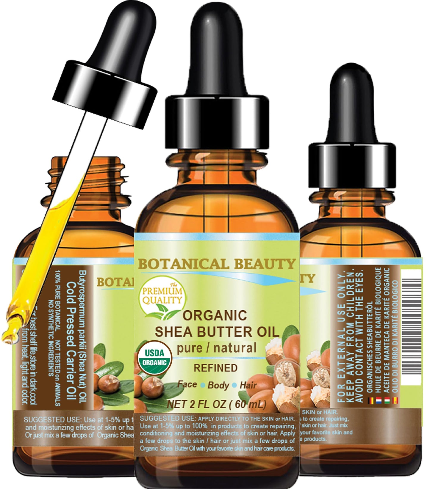 Botanical Beauty Organic Shea Butter Oil – 100% Pure, Cold-Pressed Carrier Oil (2 oz)