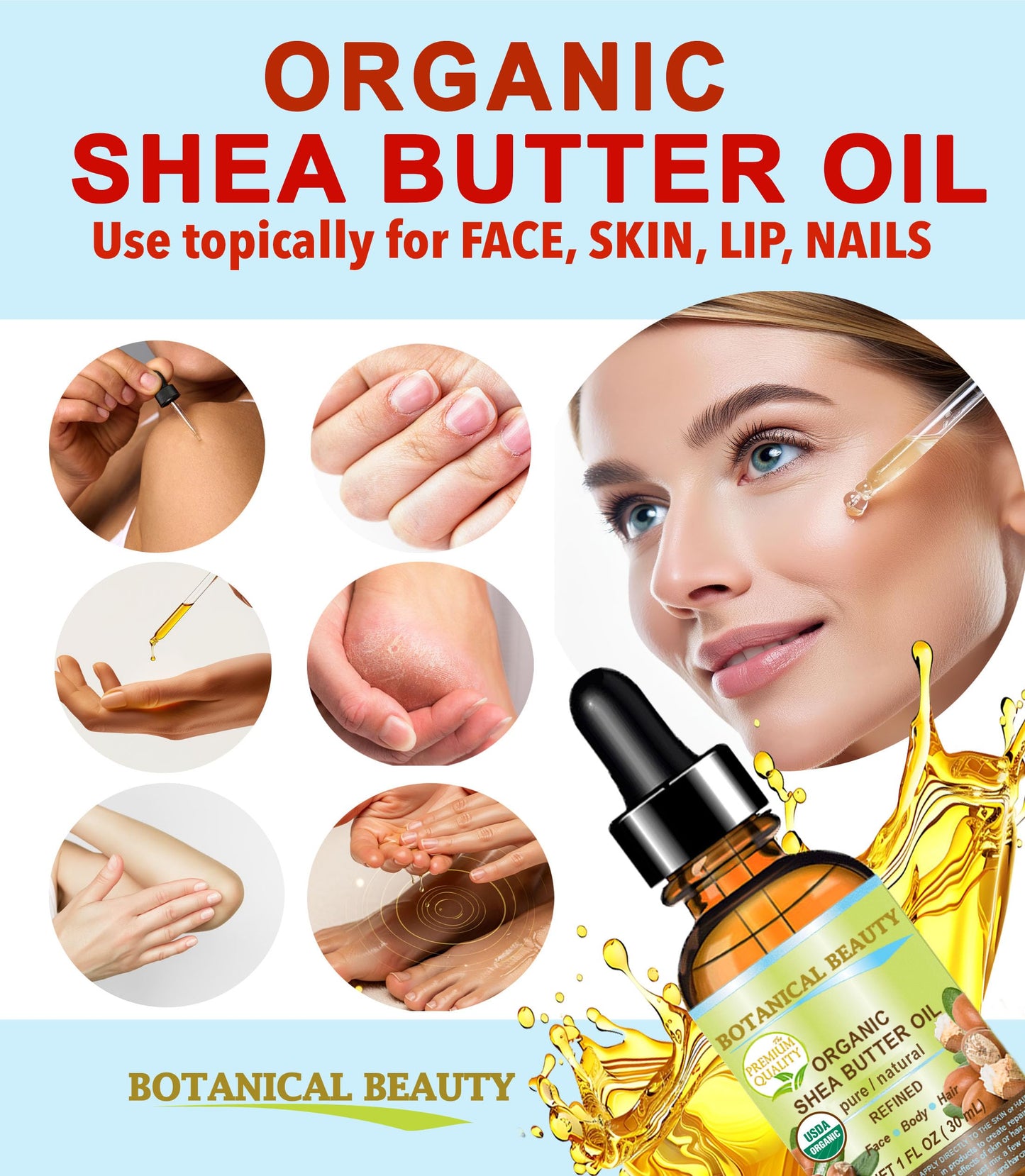 Botanical Beauty Organic Shea Butter Oil – 100% Pure, Cold-Pressed Carrier Oil (2 oz)
