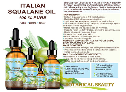 Botanical Beauty Squalane – 100% Pure Italian Olive-Derived Oil (4 oz)