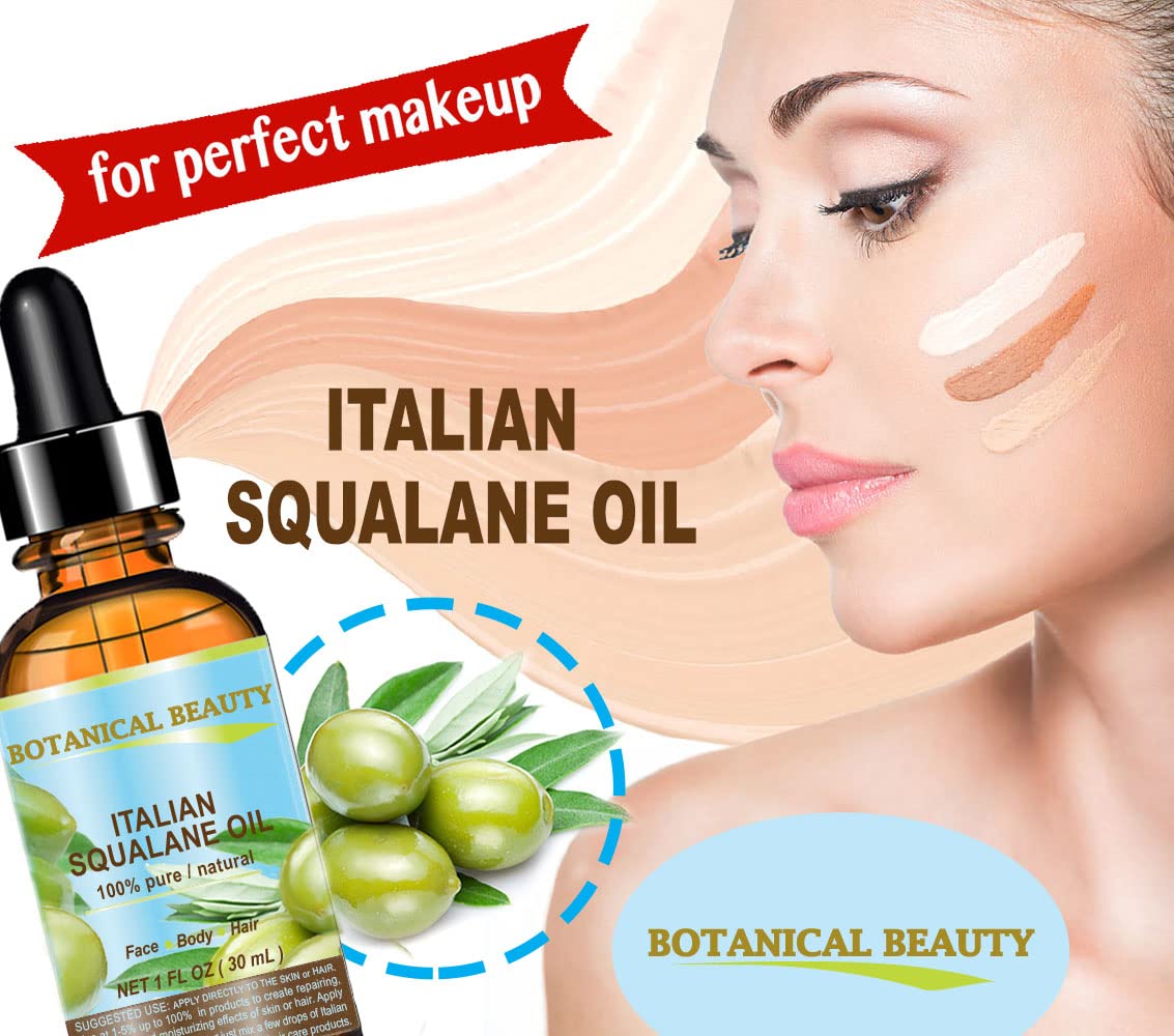Botanical Beauty Squalane Italian Olive Oil — 100% Pure, Ultra-Pure Moisturizer (1 Fl Oz)