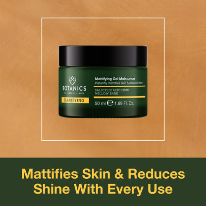 Botanics Clarifying Gel Moisturizer – Mattifying Face Moisturizer with Willow Bark & Salicylic Acid | Vegan & Cruelty-Free