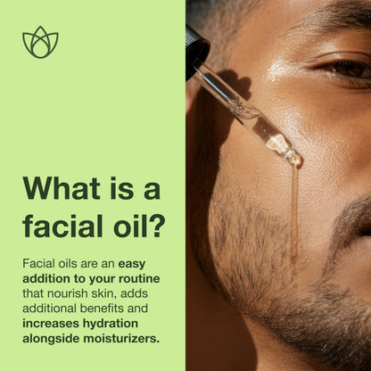 Botanics Facial Oil for Men – Nourishing Daily Face & Beard Oil with Argan & Rosehip | Lightweight, Non-Greasy | Vegan & Cruelty-Free (0.84 Fl Oz)