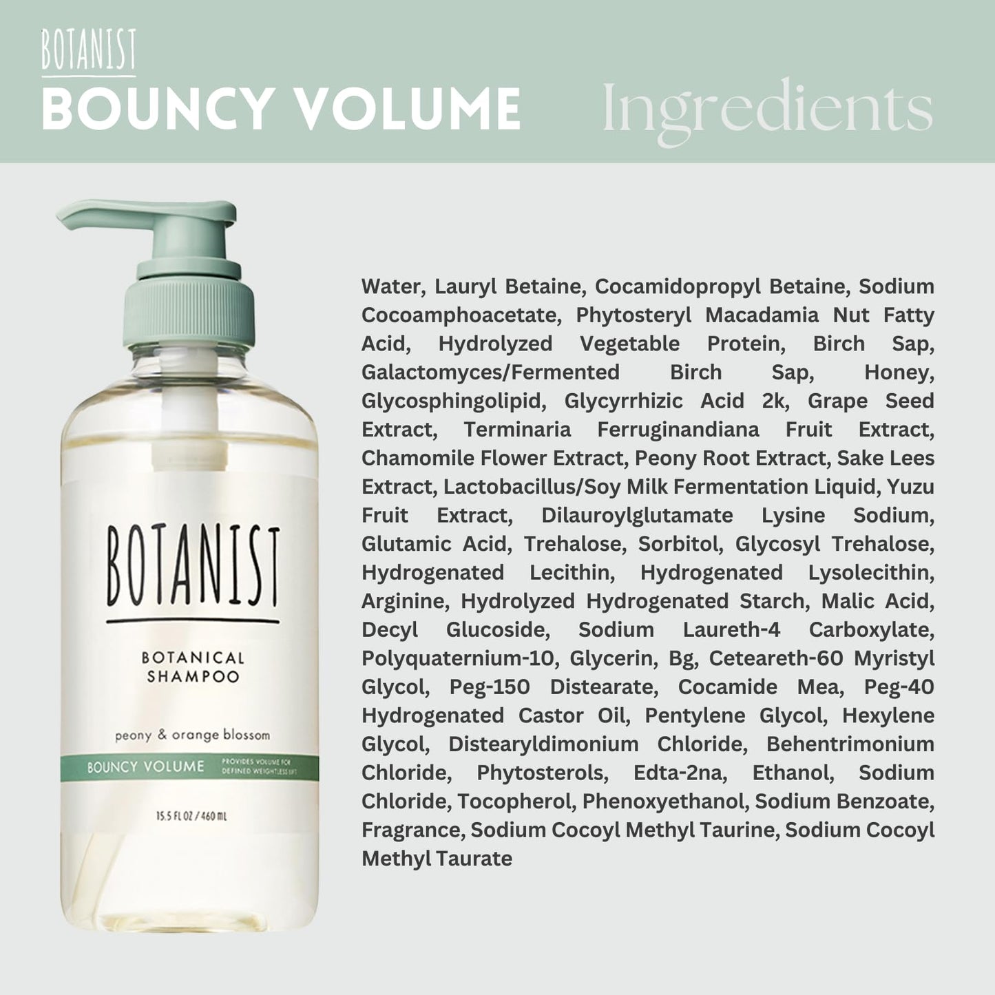 Botanist Organic Shampoo for Women & Men – Curly Hair Care, Peony & Orange Blossom, 15.5 Fl Oz