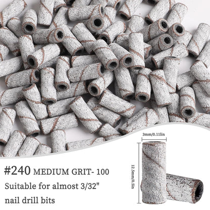 BQAN Sanding Bands for Nail Drill – 100 Pcs, 240 Grit, 3.1mm Mandrel (2023 Upgrade)