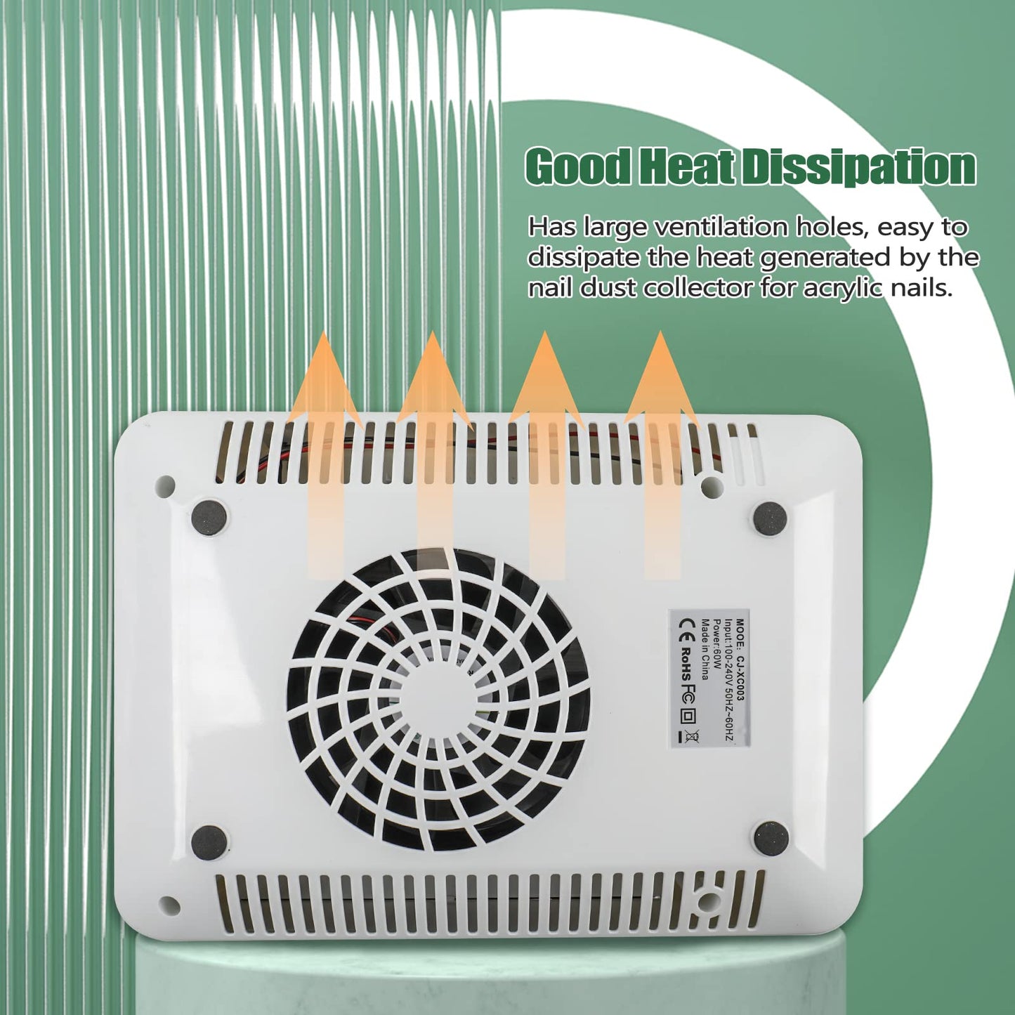 BQAN Nail Dust Collector 60W – Powerful Salon Vacuum with LED Lamp, Dust Brush & Hand Cushion