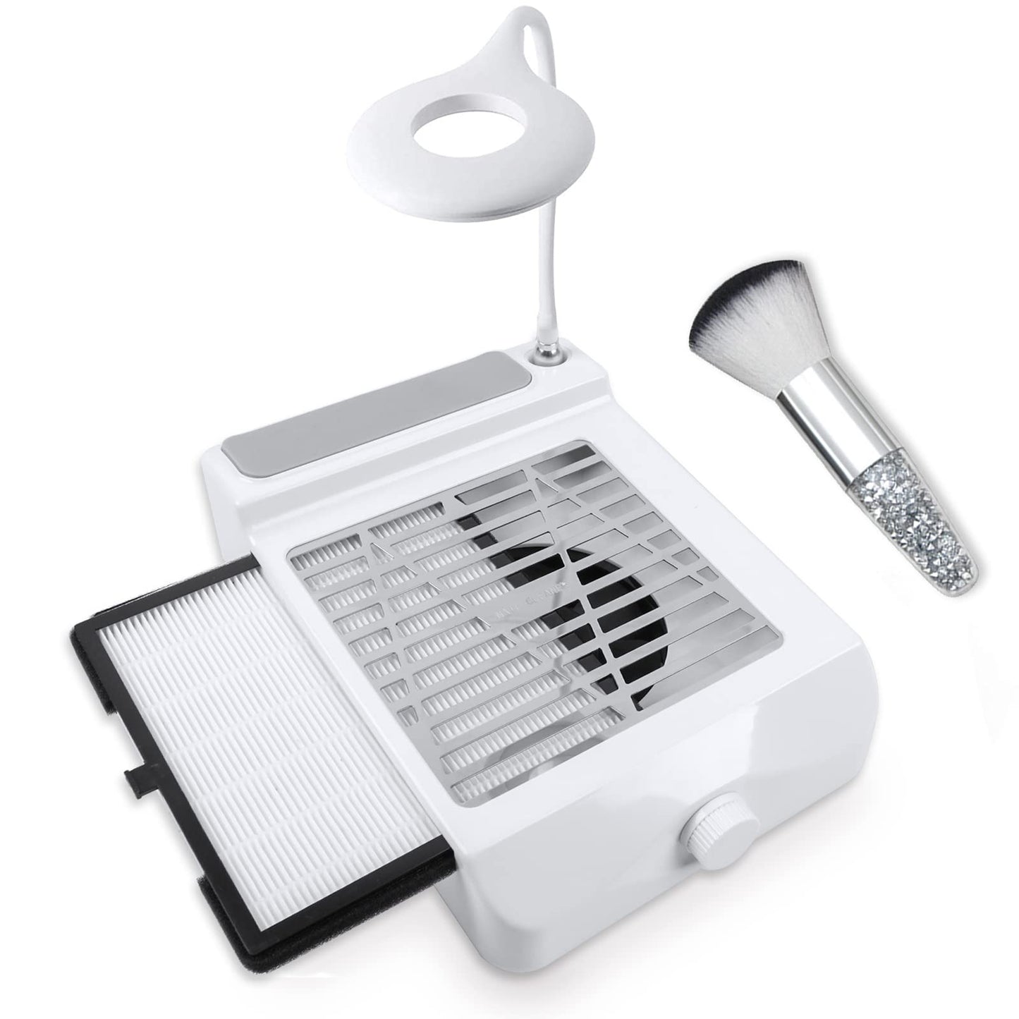 BQAN Nail Dust Collector 60W – Powerful Salon Vacuum with LED Lamp, Dust Brush & Hand Cushion