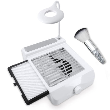 BQAN Nail Dust Collector 60W – Powerful Salon Vacuum with LED Lamp, Dust Brush & Hand Cushion
