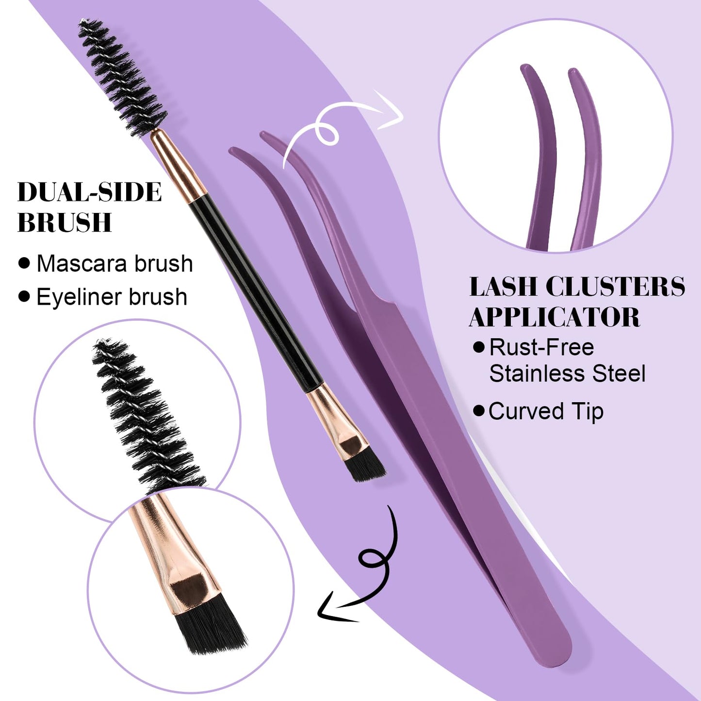 B&Q Lash Clusters Kit 280PCS – DIY Eyelash Extensions (40D/50D Mix) with Bond & Seal