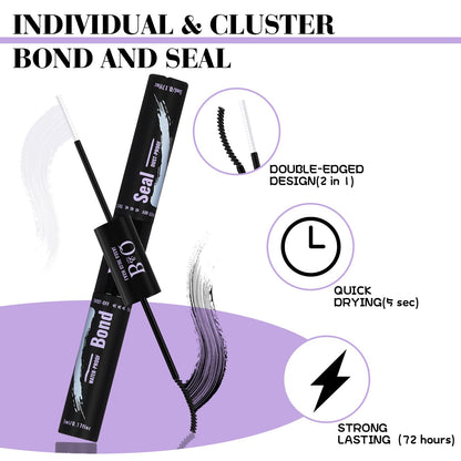 BQaugen Lash Clusters Kit – 280PCS DIY Eyelash Extensions (40D+50D) with Bond, Seal & Remover