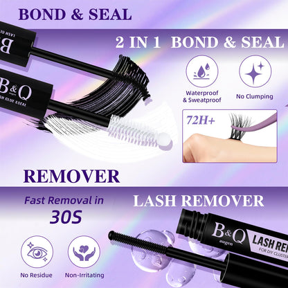 B&Qaugen Lash Clusters Kit Wispy Fluffy Feath5D – 8-18mm C Curl, Waterproof, Glue & Tools